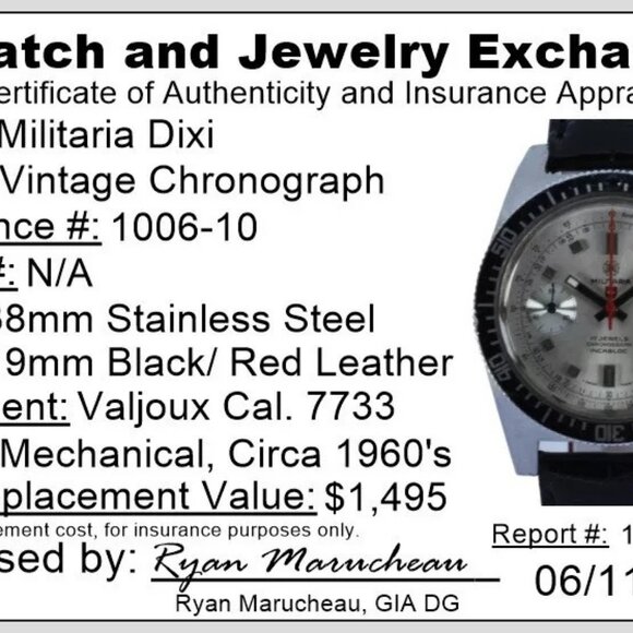 Rare Dixi Militaria Men's 38mm Manual Chronograph Watch 1006-10 Valjoux 7733! - Picture 10 of 10